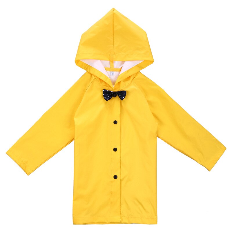 Kids Yellow Raincoat Age 2-10 Years Kids Hooded Button Down Long Jacket Bow Rainwear Lightweight Raincoat: Red / M
