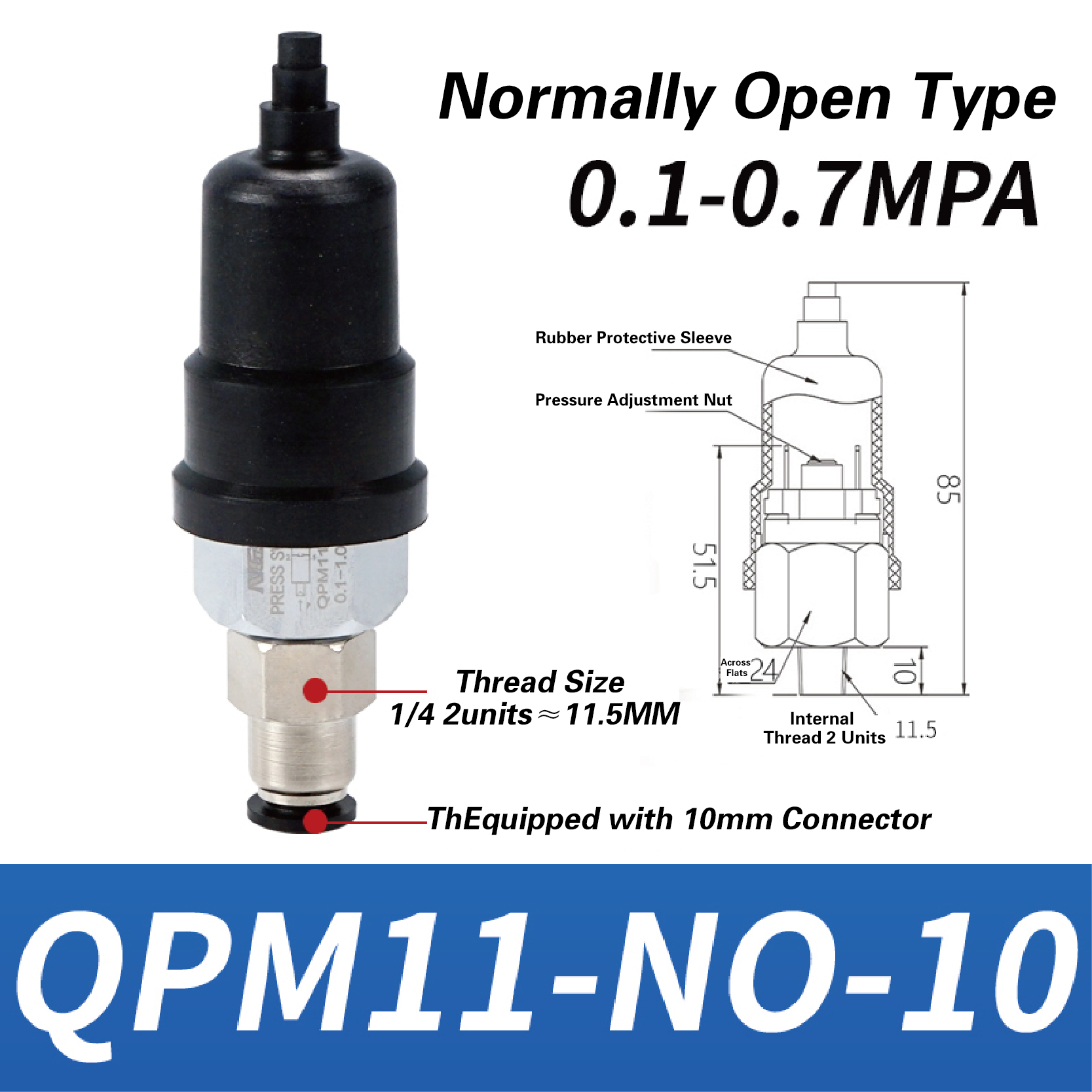 QPM11-NO QPM11-NC Adjustable Air Pressure Switch 1/4 1/8 Inch Pneumatic Diaphragm Hydraulic Pressure Control for Compressor: Red