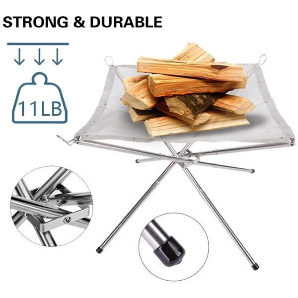 Portable Contractile BBQ Holder Rack Outdoor Portable Fire Rack Folding Table Grill Stainless Steel Point Charcoal Stove