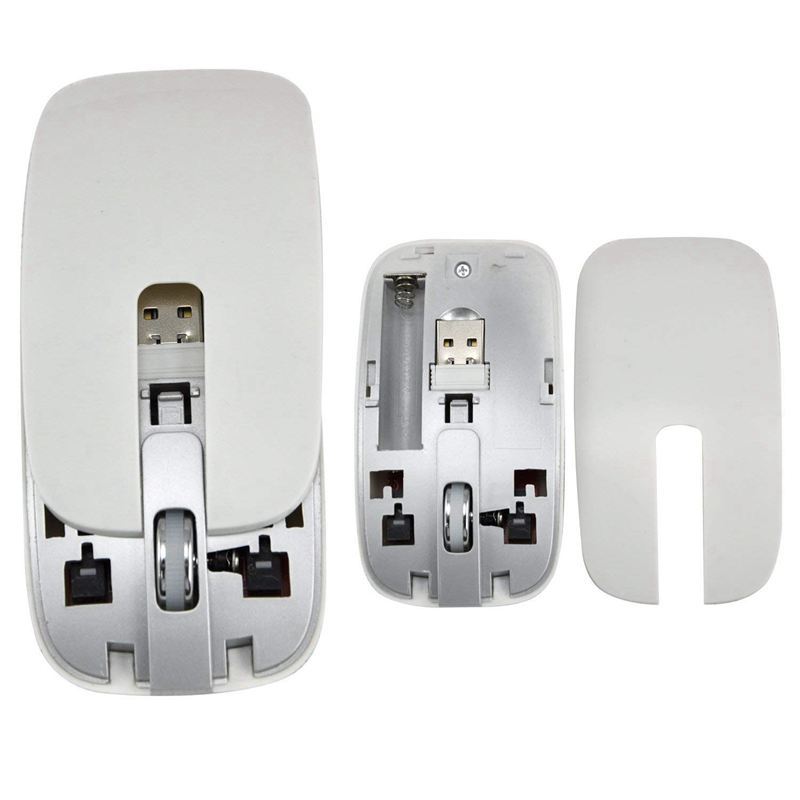 Wireless Slim White Keyboard + Wireless Optical Mouse Set for PC and Laptop