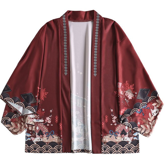 Elskere japansk stil kimono harajuku mænd kvinder cardigan badekåbe traditionelt japansk tøj asiatisk tøj skjorte top kimono: Klaret