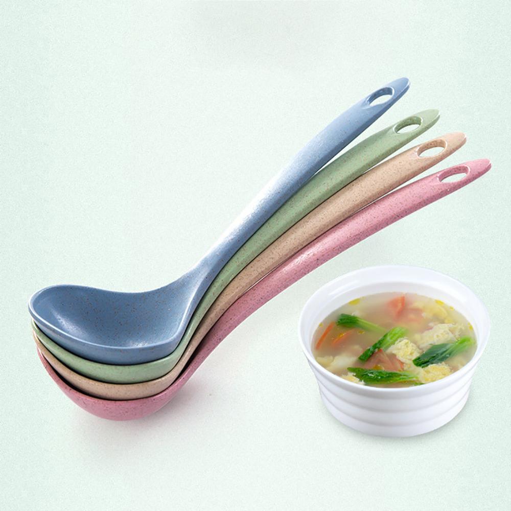 1pc Milieuvriendelijke Tarwe Stro Soep Lepel Rijst Pollepel Maaltijd Diner Scoop Cuchara Cuillere Keuken Accessoires Thuis Restaurant Q3