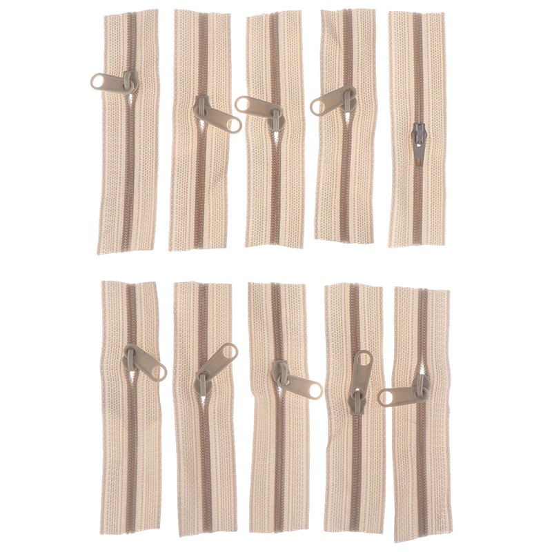 10Pcs/lot Mini Zipper Doll Dress Zipper 10cm Handmade Craft Sewing DIY Accessories Scrapbooking Garment Applique: Beige