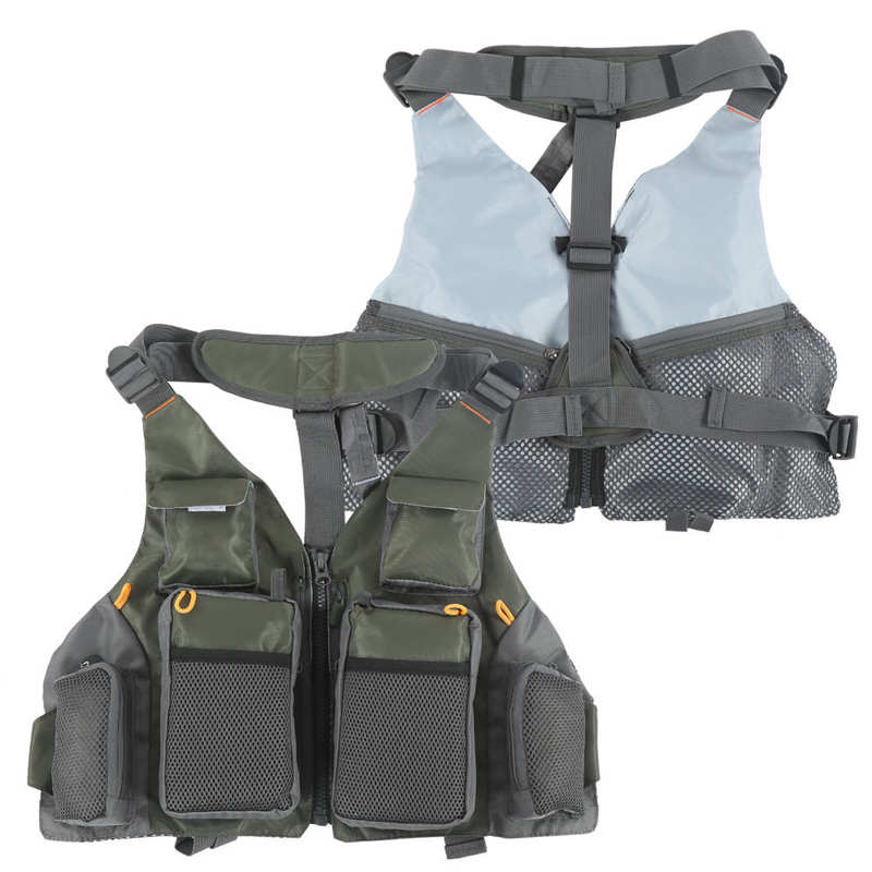 Breathable Fishing Vest Adjustable Floating Life Jacket Outdoor Sports Fly Swimming Vest with Floating Pad Fishing Tackle: B no Floating Pad