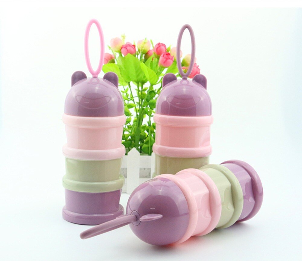 3 layer Frog Style Portable Baby Food Storage Box Essential Cereal Cartoon Baby Milk Powder Boxes Children's Sets