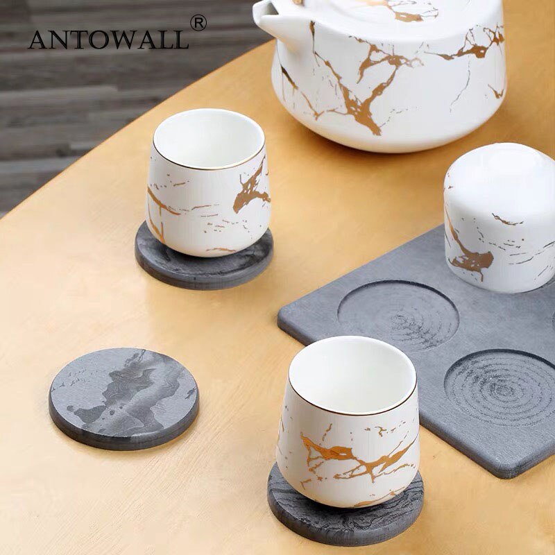 ANTOWALL nordycki filiżanka marmurowa złoty kolor filiżanka kawy 250ml filiżanka wody szklanka czarne białe kubki