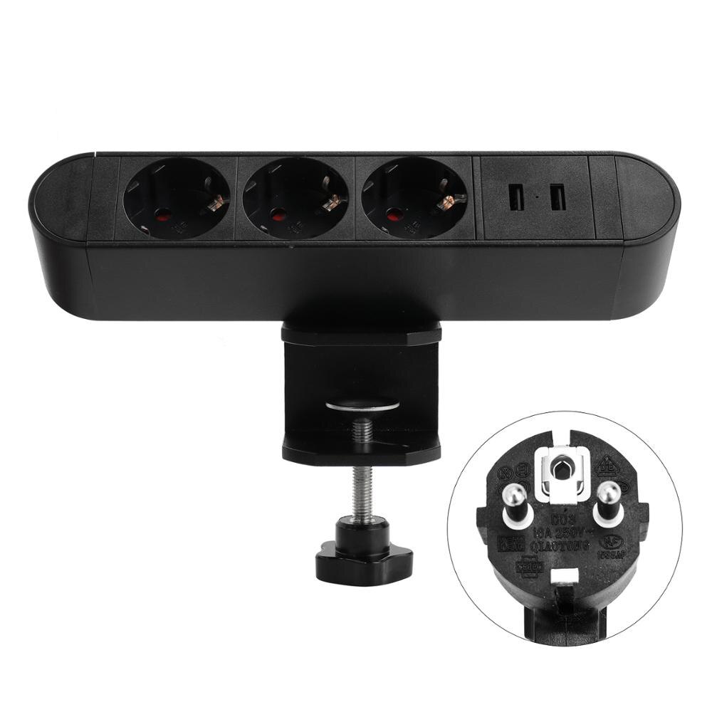 Multifunctional USB Desktop Socket Table Clip Clamp Free Hole Tabletop Office Workstation Sockets: without switch