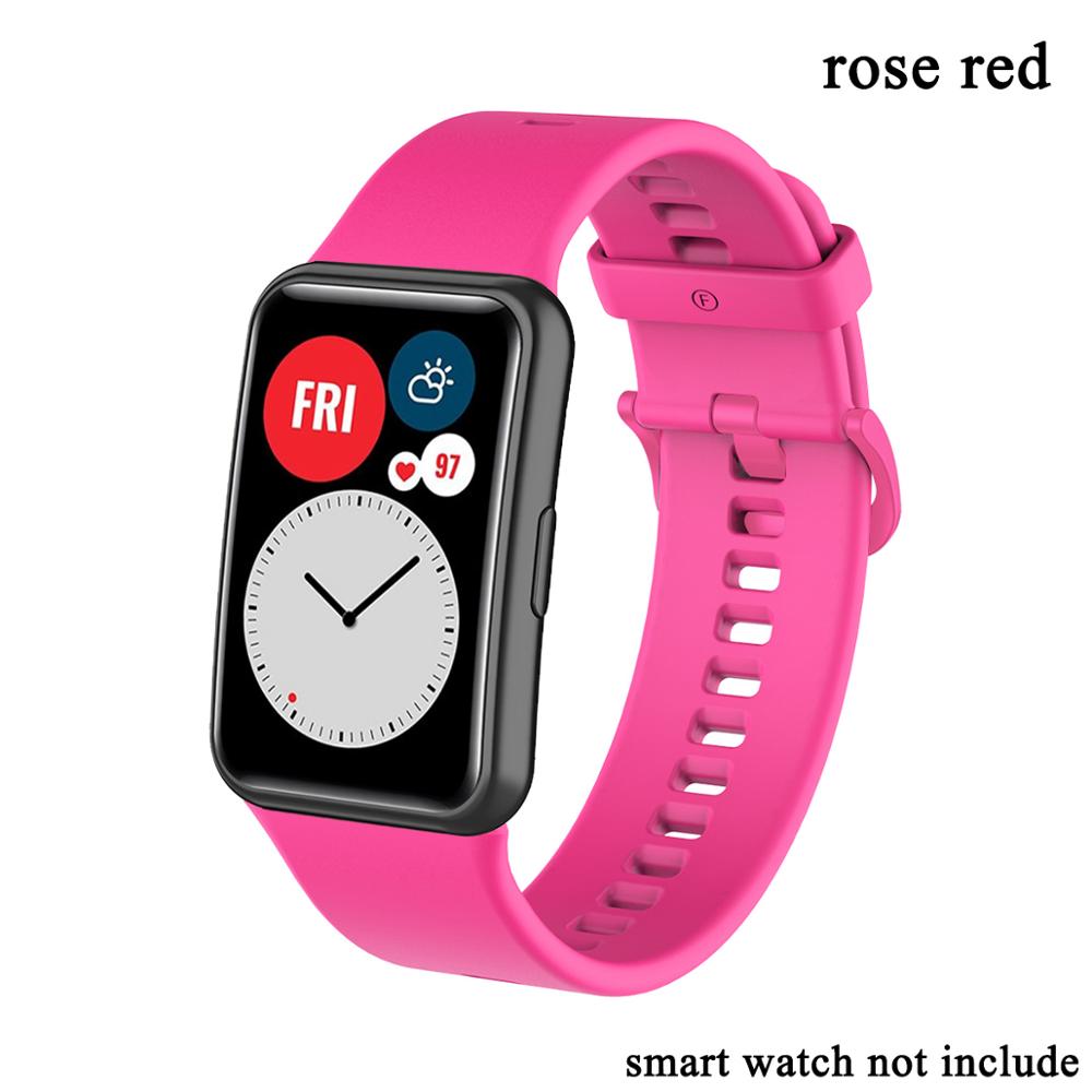 Pulseira de substituição para huawei relógio ajuste banda para huawei ajuste pulseira silicone TIA-B09 acessórios relógio inteligente cinto loop: rose red