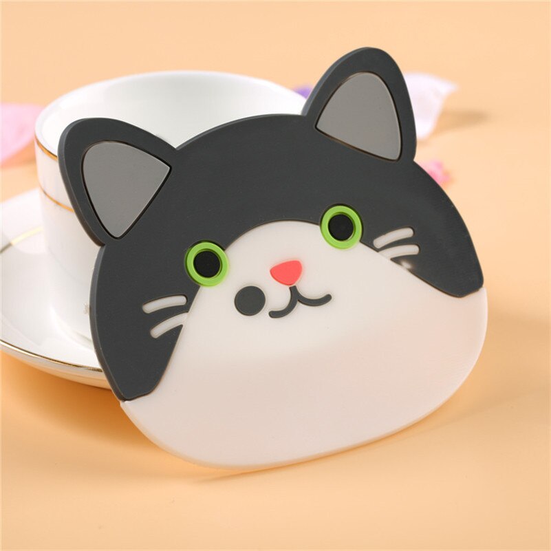 1 stykke lytwtw silikonbord matemat dalbane kjøkken tilbehør matte kopp bar krus tegneserie drikke pads doilies katt dyr kaffe: 2