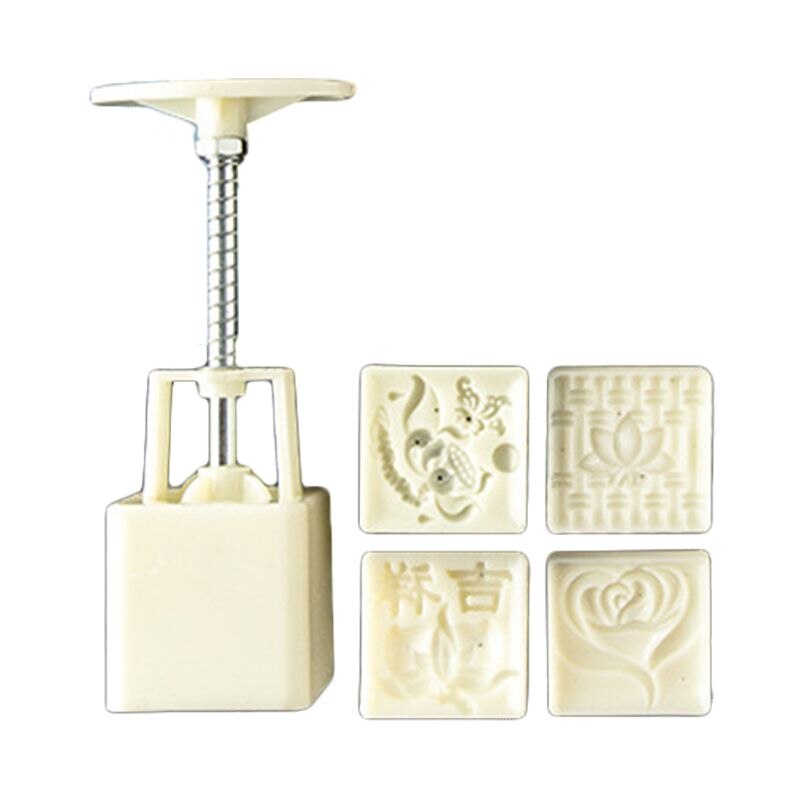 50g Mooncake Barrel Mold with 4/6 Flower Stamp Hand Press Moon Cake Pastry Mould: 3