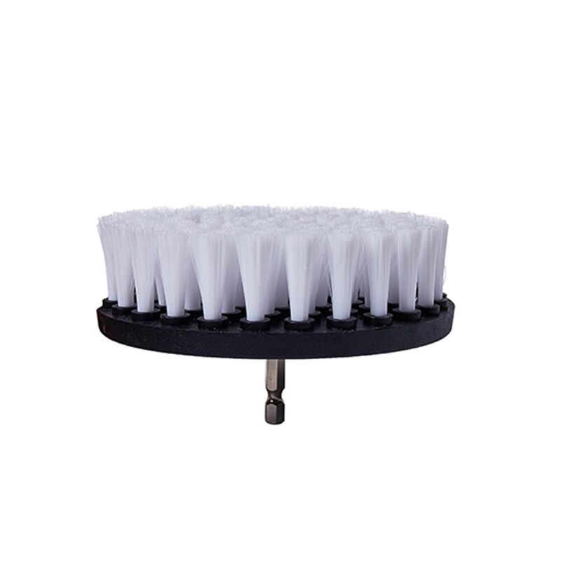 Cepillo de limpieza eléctrico de taladro de 4 pulgadas para muebles de madera de plástico de cuero Limpieza de interiores de automóviles exfoliante de potencia, colores Mutiple: Blanco