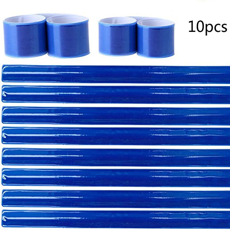 10Pc Visible Safety Running Reflective Wristbands Reflectors Bicycle Bracelets B2QE: Dark Blue