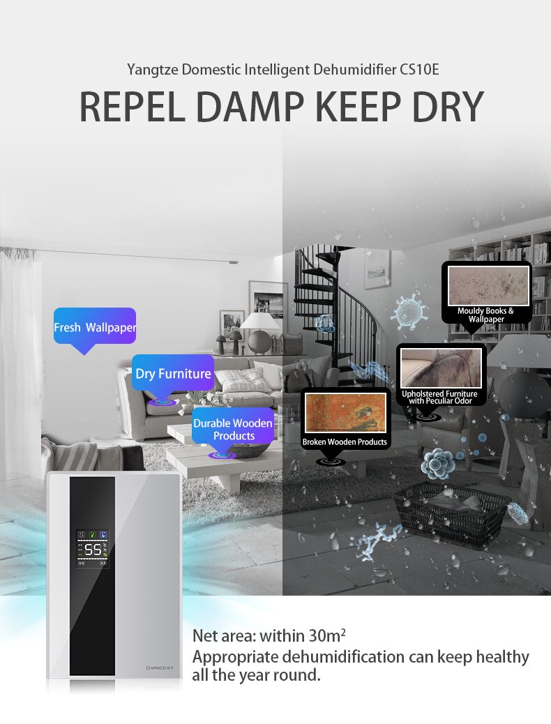 2200ML Remote Control Dehumidifier Air Dryer Air Purifier Automatic Shut-Down Moisture Absorption Machine