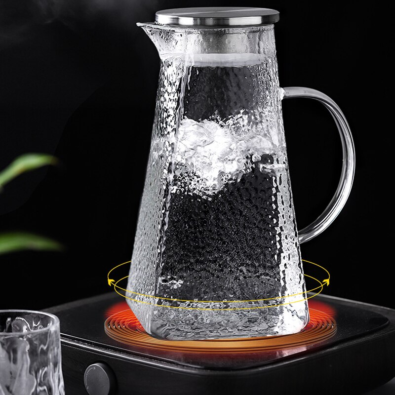 Glas Water Pitcher Glas Met Roestvrijstalen Zeef Deksel Borosilicaatglas Water Karaf Ketel Koud Met 4 Glazen Bekers Jug