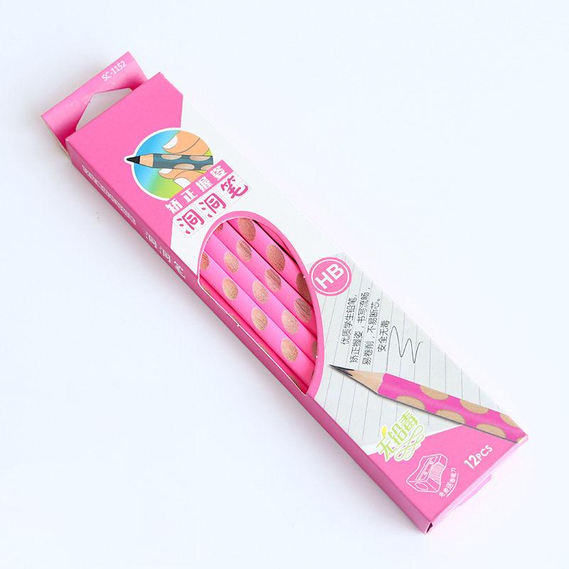 12 unids/caja HB Kawaii de madera lápices de plomo creativa agujero lápiz para chico de la Oficina de la escuela suministros novedad papelería suministros