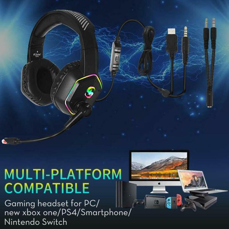 3.5mm K15 casque de jeu micro à LED casque pour PC portable PS4 mince Xbox One X S casque de jeu