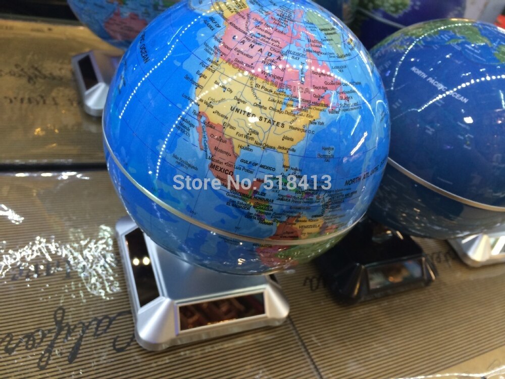 Dia 14cm Birthday Solar Globes Rotating Globe Energy-saving Rotation Furnishing Articles Educational Unisex Round