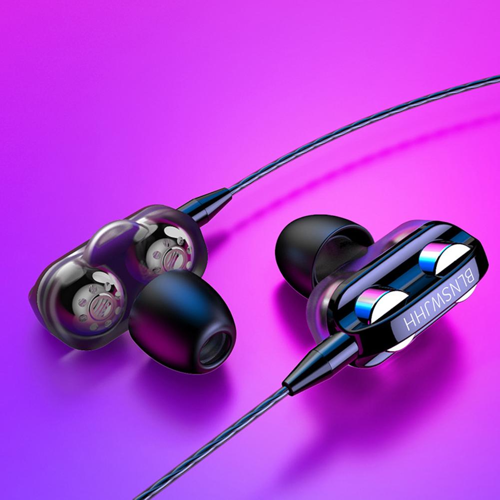 Dual Drive Stereo Wired Earphone Universal In-Ear Heavy Bass Stereo Wired Earphones Sports Gaming Headsets with Mic For Phone