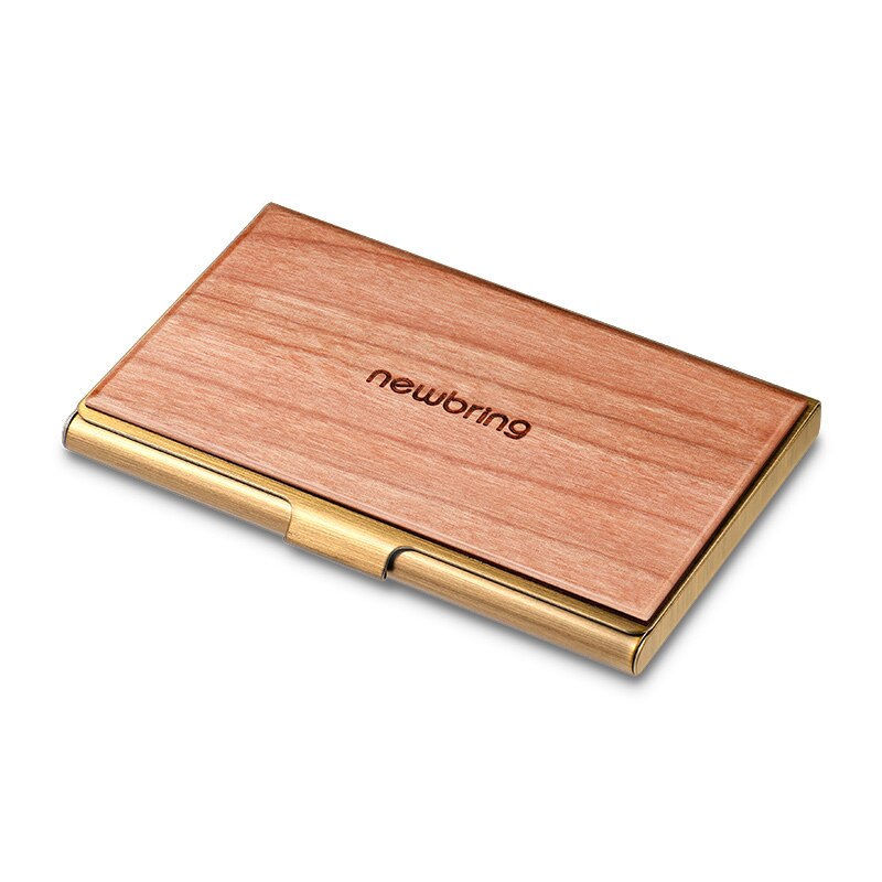 Bring Business Card Case Wood and Metal Material Bank Credit Card Holder for Men Cards Organizer Male Multifunction Card Bag: Sakura