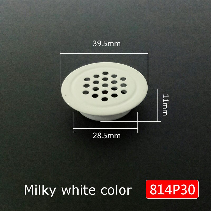 4 stk mælkehvidt skab luftspjæld lameller mesh hul rundt rustfrit stål flad overflade konveks overflade 19mm/25mm/30mm/35mm/53mm: Fladt hul dia .30mm