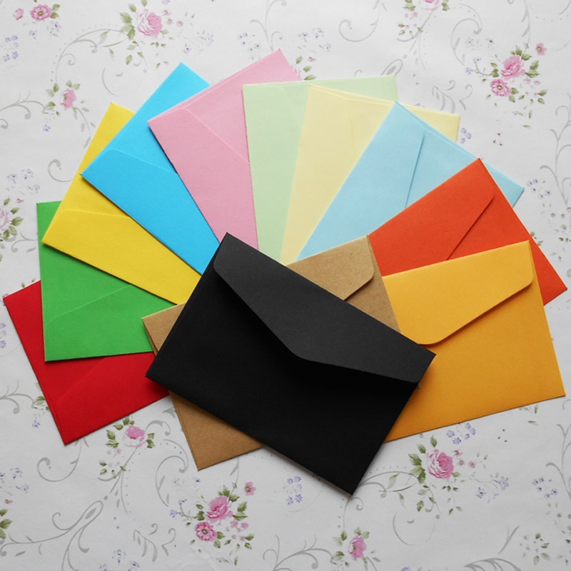 10 stks/partij 11.8*8 cm Kleur Envelop Effen Kleur Envelop Driehoek Seal Kleur Mini Card Lid Card Bank kaart Envelop