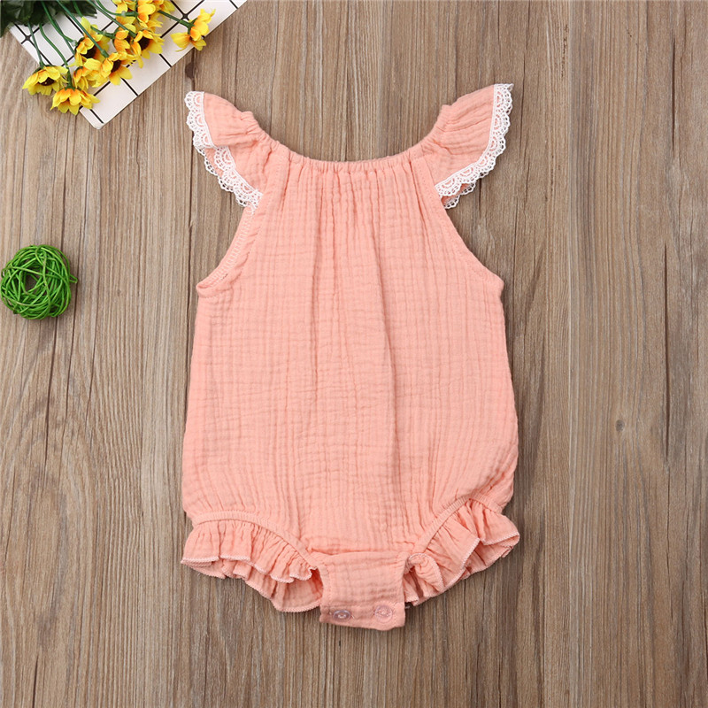Baby flue ærmer blonde bodysuit børn baby piger jumpsuit sommer bomuld ærmeløs overall baby dreng piger fritidstøj