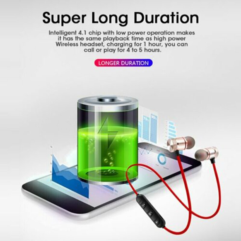 Neckband Magnetic Wireless Headset Stereo Earbuds Music Metal Headphones With Mic For Phones M5 Bluetooth-compatible Headset