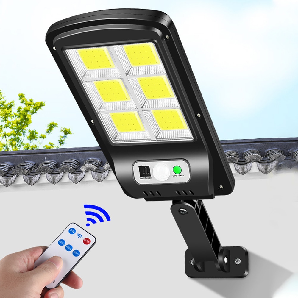 Solar Sensor Lamp Street Lights 128 LED COB Wall Powered Rechargeable Waterproof Wireless Remote Control Solar LED Light Outdoor