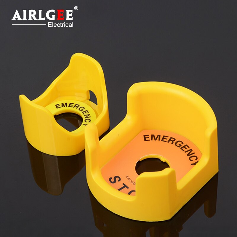 22mm/25mm/30mm Emergency stop button switch protective cover Protective seat with warning sign