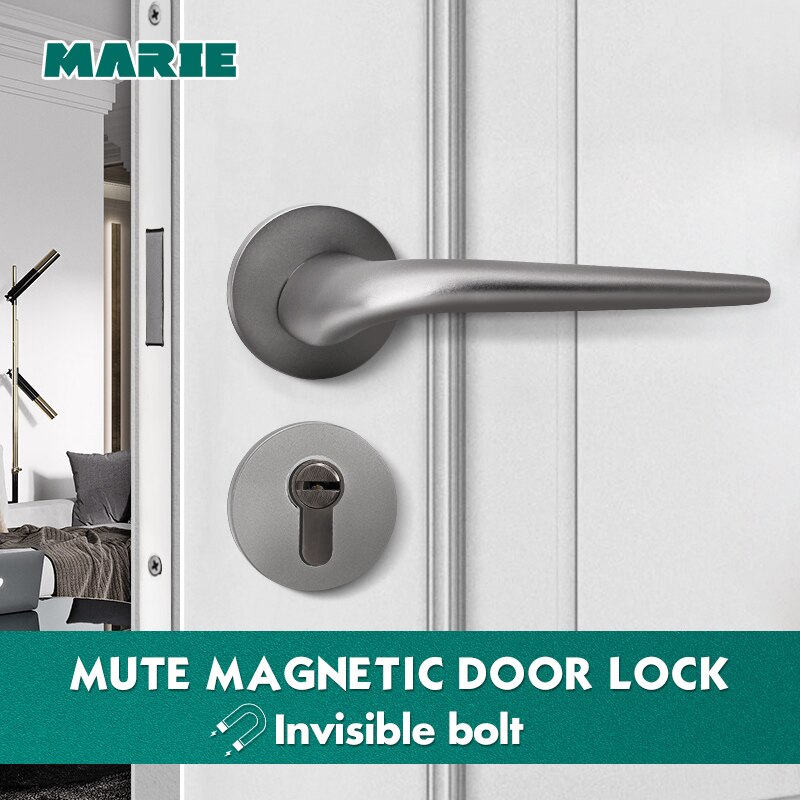 Marie  lh3019 moderne aluminium deurkruk voor binnendeuren, duurzame grendel met magneetslot, deurbeslag voor slaapkamer