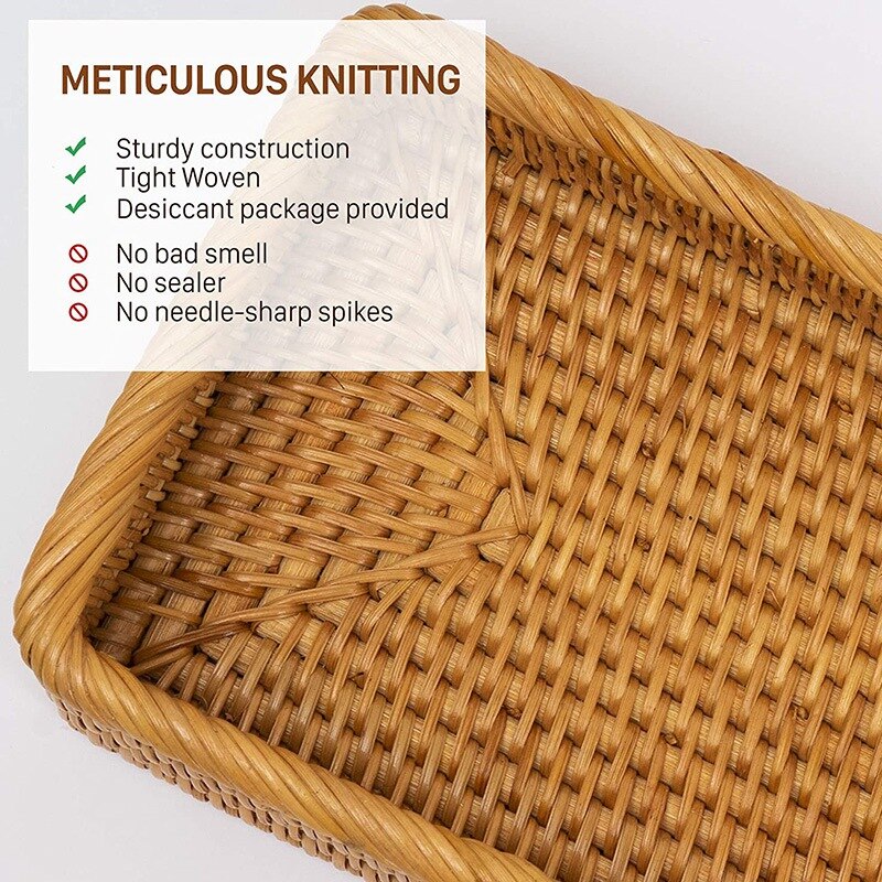 Bathroom Vanity Tray Rattan Guest Towel Napkin Holder Wicker Paper Hand Towels Storage Dispenser Napkin Caddy