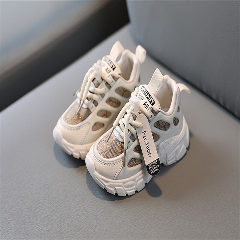 freundlicher Schuhe Neue Kleinkind Jungen Mädchen Sport Schnürsenkel Atmungsaktive draussen Tennis freundlicher Turnschuhe: Beige / 29