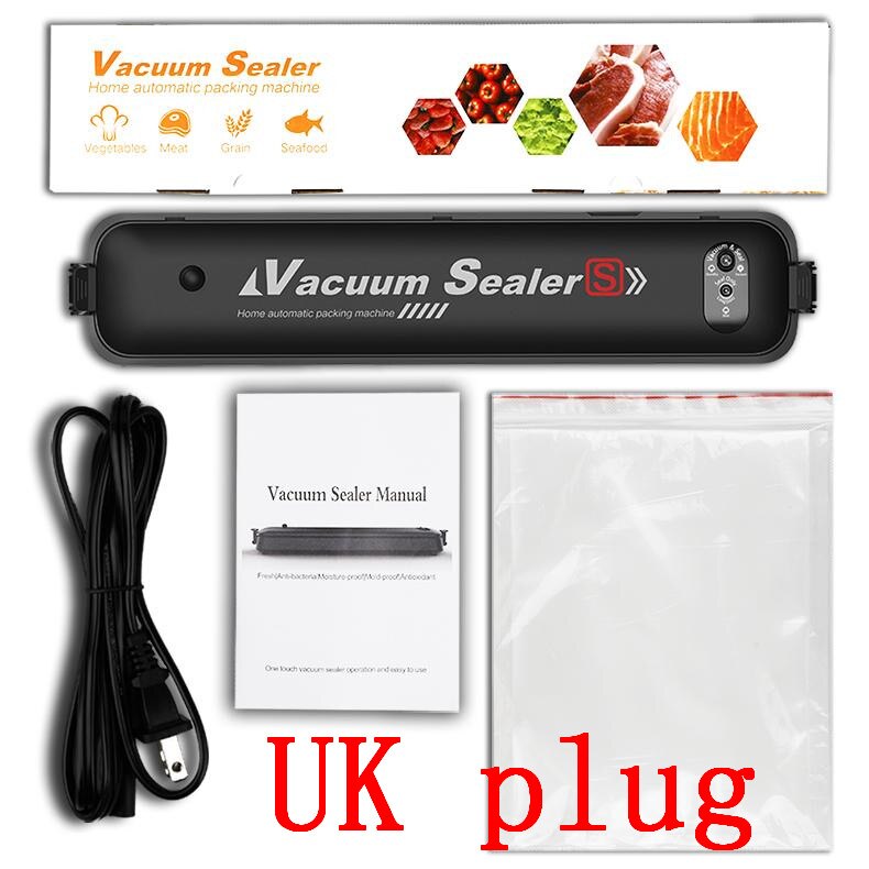 Huishoudelijke Droog Nat Food Vacuum Sealer Verpakking Machine Film Sealer Vacuüm Verpakker Inclusief 15Pcs Zakken: UK plug