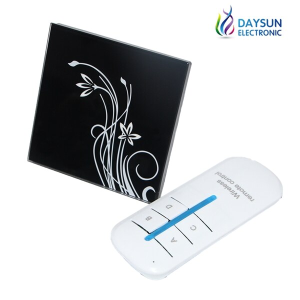 Light Switch Touch Wall Switch 1Gang/2Gang/3Gang 2Way Touching Light Switch White/Black Crystal Glass Switch Russia Popular: Remote Black 2Gang