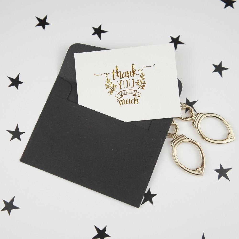 Multi-use 25 stk mini tak kort guld med sort kuvert scrapbooking fest invitation kort lykønskningskort visitkort