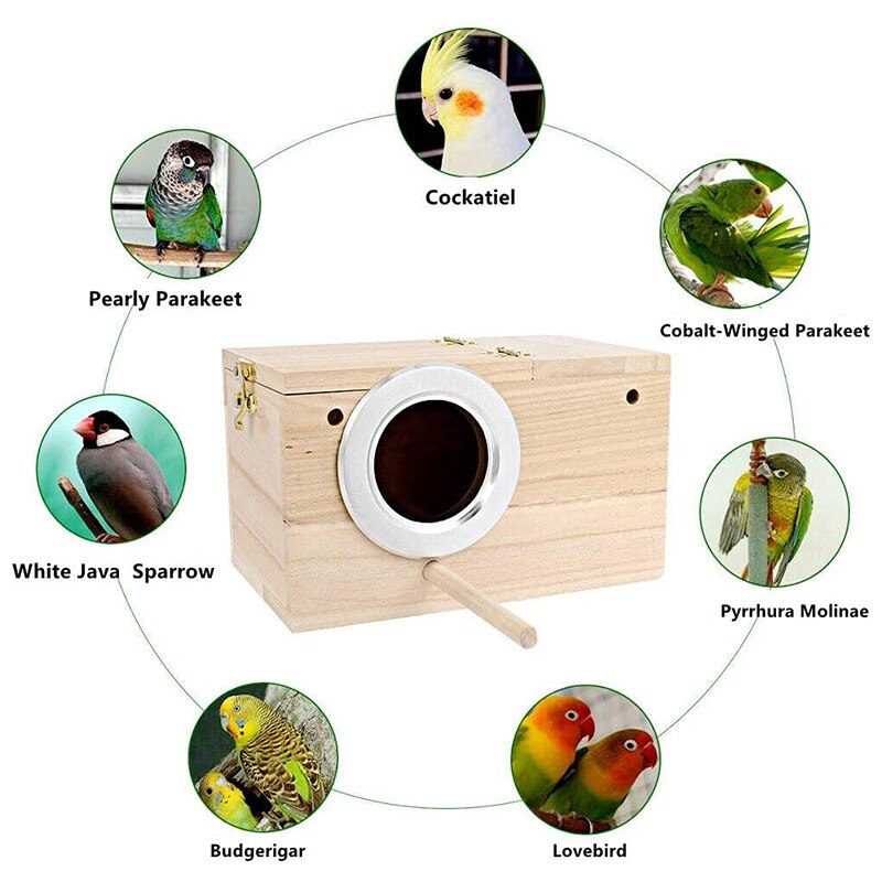 1pcs Wooden Bird Breeding Box 3 Sizes Parrot Nesting Box Hatching Cage Case For Parakeets Budgies Finch Parrot Bird Box