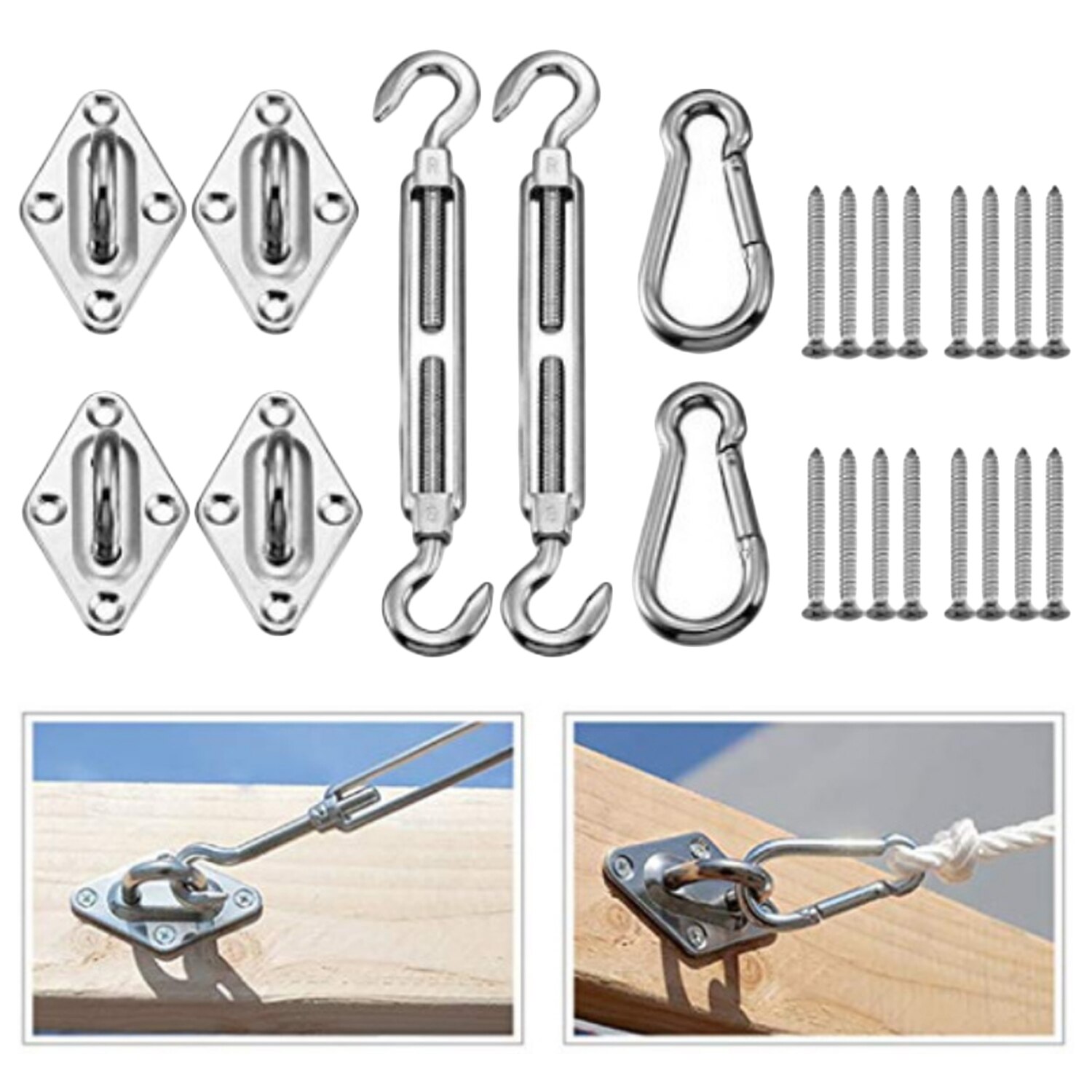 24Stck Dreieck Markise Befestigung einstellen Montage Bausatz für schwer Pflicht Sonne Schatten Bausatz Edelstahl Zubehör in Garten Hof