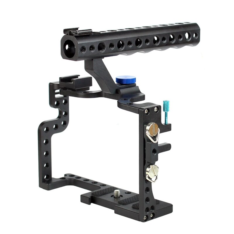 Kamera bur stabilisator, aluminiumslegering videobur til panasonic lumix gh3/gh4 med top håndtag