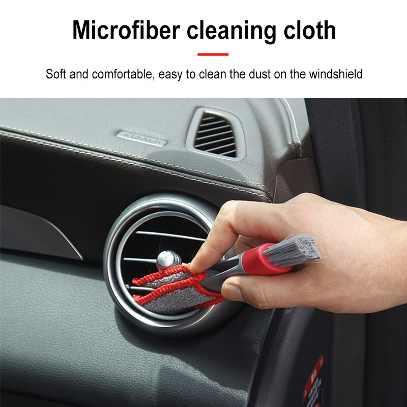 Hoge Efficiëntie 2 In 1 Handheld Dubbele Slider Auto Airco Uitlaat Cleaner Auto Wassen Onderhoud Borstels