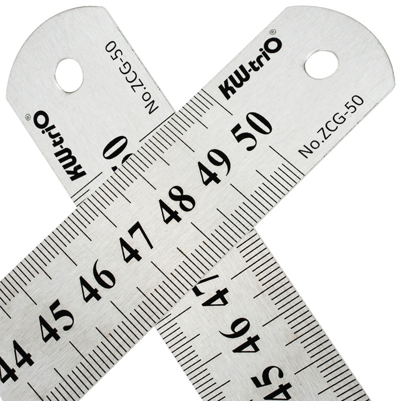 Régua de metal de aço inoxidável para escola, régua reta de dupla face para desenho, material de escritório, 1 peça, 15 20 30 50cm