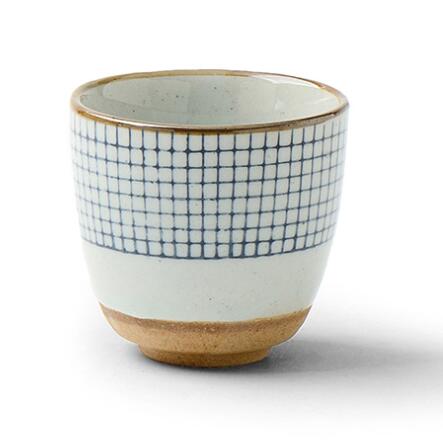 Ceramic soup cup coarse pottery hand painted lattice pattern teacup originality Coffee cup wine cups