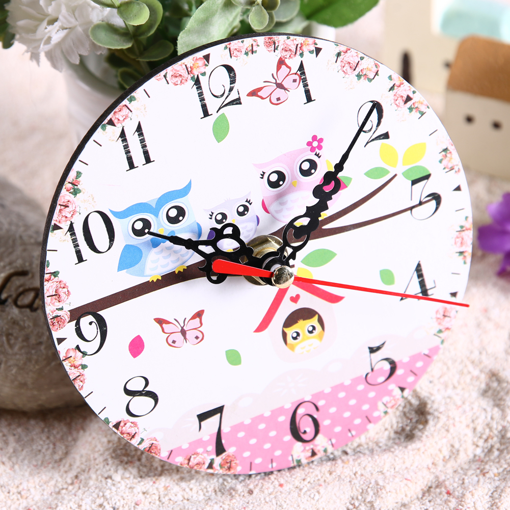 Vintage Wooden Wall Clock Large Shabby Chic Rustic Kitchen Home Antique Style Beauty clock pattern Round photo glass