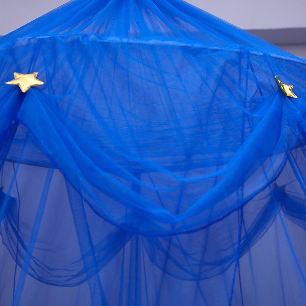Azul Atualizado das Crianças Estrela Dreamy Estrela Fantasia Rendas Pendurado Cúpula Mosquiteiro Redondo Cama de Dossel Mosquito Net Quarto Cortina