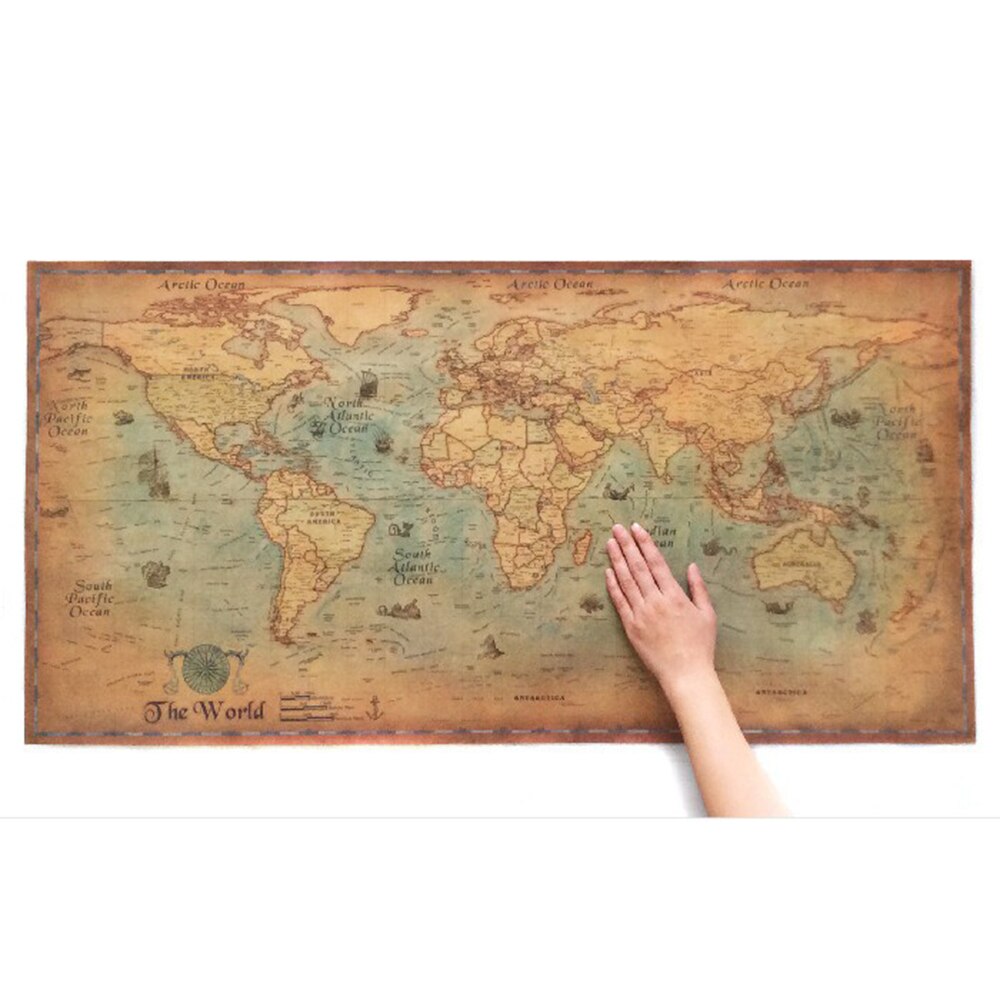 mapa náutico del mundo marino, pintura de papel de Arte Antiguo Retro, pegatina de decoración del hogar, póster de sala de estar, cafetería, póster antiguo, pegatina
