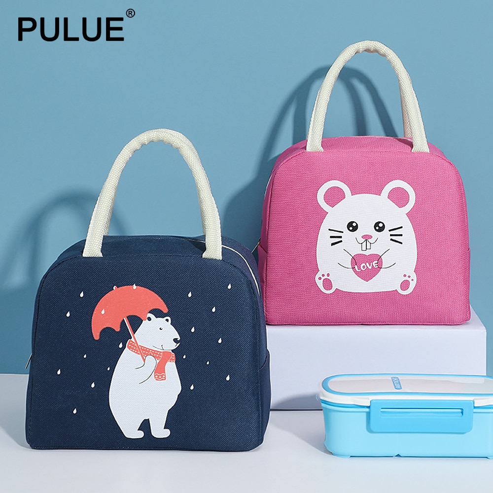 Moda dos desenhos animados saco de almoço para as mulheres saco de comida térmica lancheira tote sacos de isolamento novo portátil à prova dwaterproof água lona saco térmico
