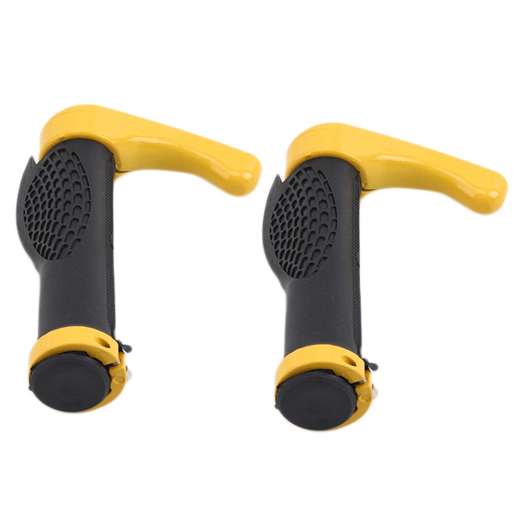 Cycling Handle Grip Bar End Durable Anti-slip Rubber Aluminum Alloy MTB Mountain Road Bike Bicycle lock-on Handlebar Cover: yellow