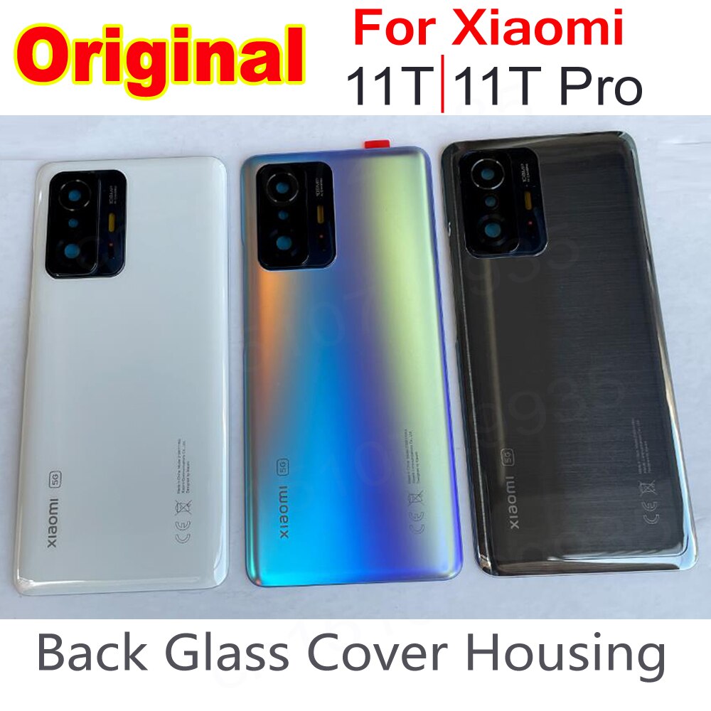 Nuovo coperchio posteriore in vetro originale per Xiaomi 11T Pro 5G alloggiamento batteria sportello posteriore Mi11T coperchio Mobile + sostituzione obiettivo fotocamera