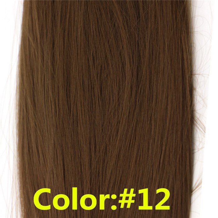 Feibin clip in hair extensions syntetisk hår 22 tommer 55cm langt lige hårstykke varmebestandigt  c46: #12