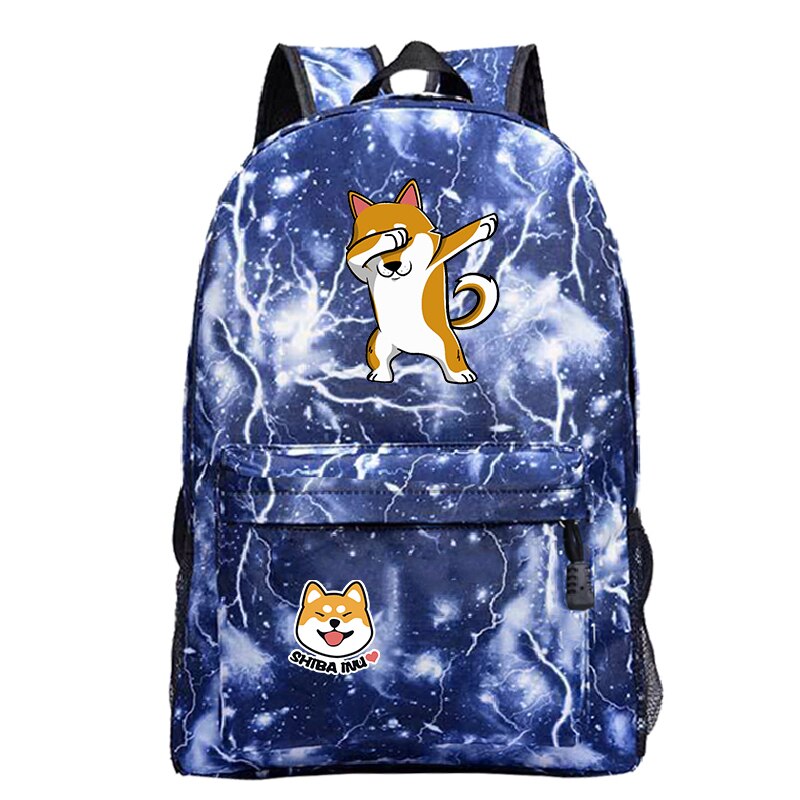 Mochila divertida de Shiba Inu para hombre y mujer, morral escolar con bonito para estudiantes, mochila para portátil de viaje: 5