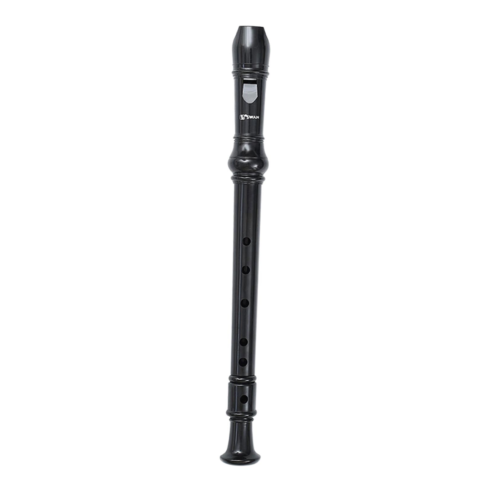 Soprano Recorder with Cleaning Rod &amp; Pouch Recorder Instrument for: Black 6 Hole